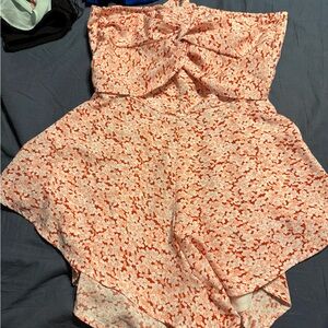 Floral Strapless Dress in Pink and White